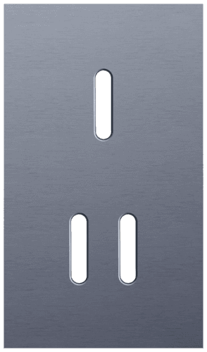 Plaque de recouvrement double, verticale 60 mm d'entraxe, pour une fonction de commutation simple et une double, Niko Rocker alu blue grey brushed