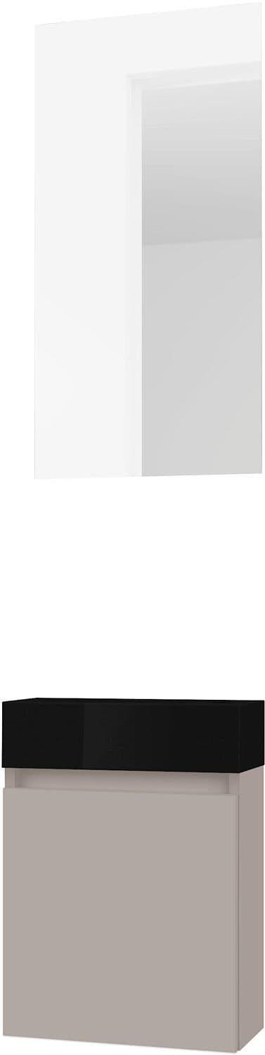LAVE-MAINS FORM MINI PORCELAINE NOIR/ 1 PORT/MIROIR POUDRE GRIS