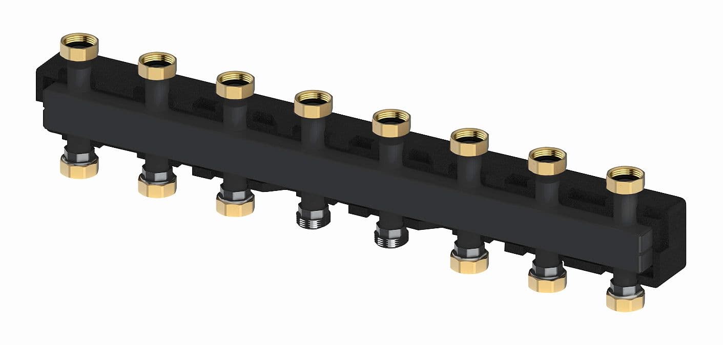 SEGMENT DE DISTRIBUTION POUR 4+3 CIRCUITS DE CHAUFFAGE MEIBES