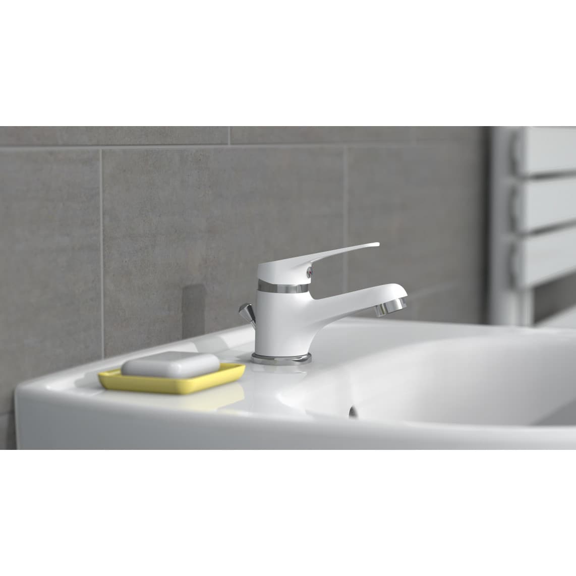 NI075SCR-W SPEED Wastafelkraan, wit/chroom