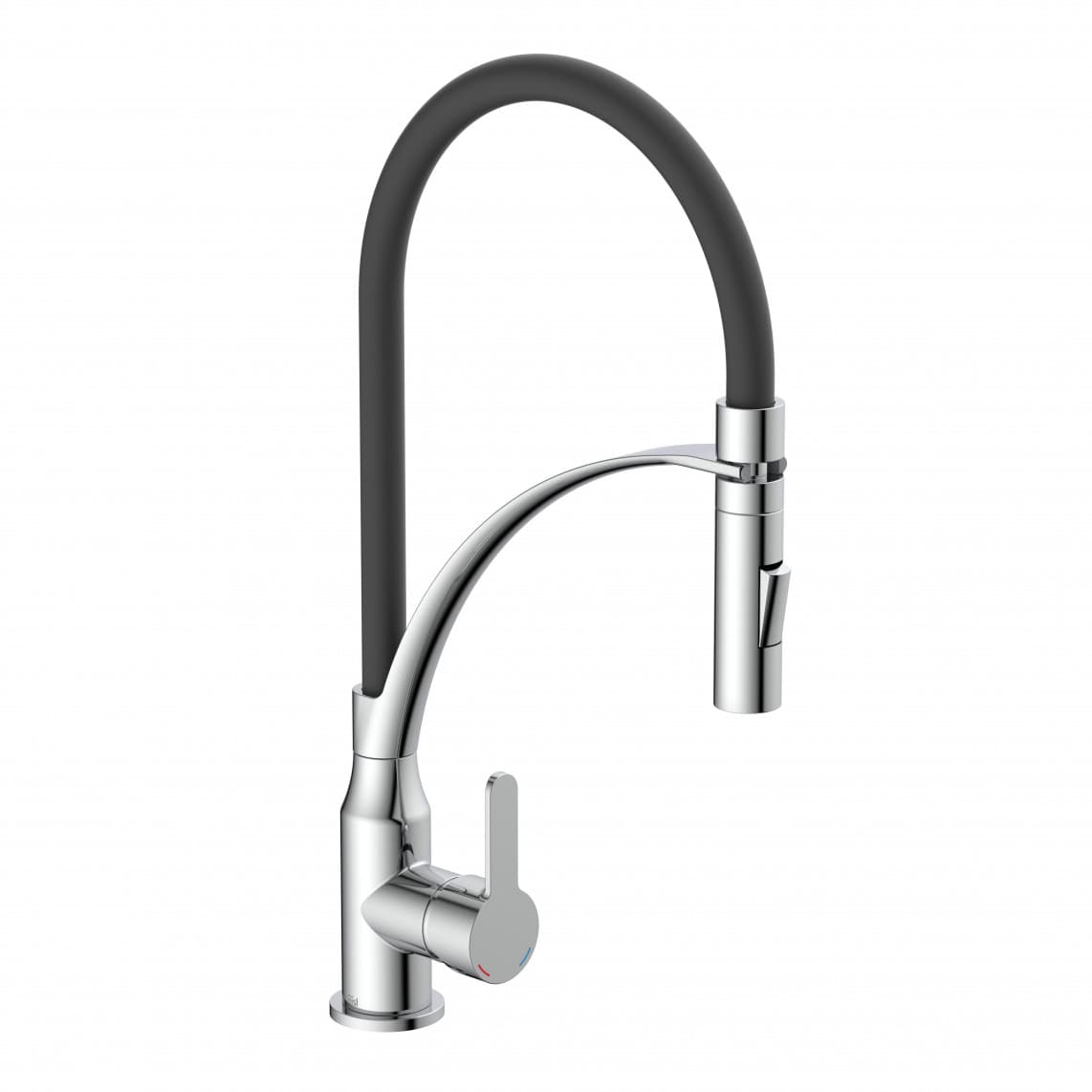 NI183CARCRB CARNEO Keukenkraan, chroom/zwart, met soft-touch slang
