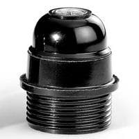 Soquet Bakelite E27 Noir à filet extérieur à demi fileté