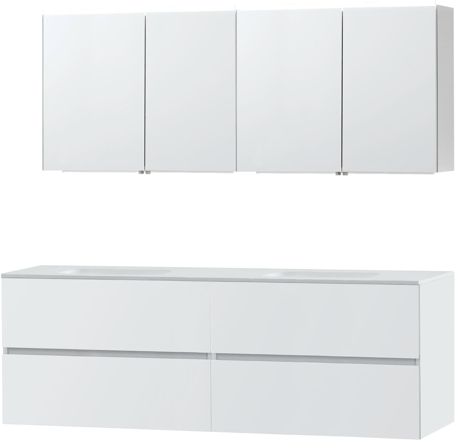 MEUBLE MOLTO POUDRE BLANC 180 2 LAVABO SOLID ARMOIRE TOILETTE