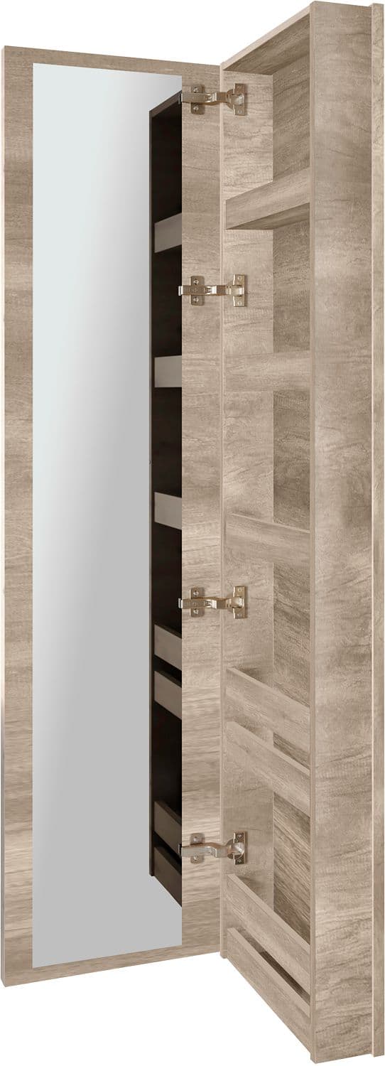COMMODE MIROIR COFFEE ETROITE 1 PORTE DROITE 40 CHENE DECOR FLANELLE