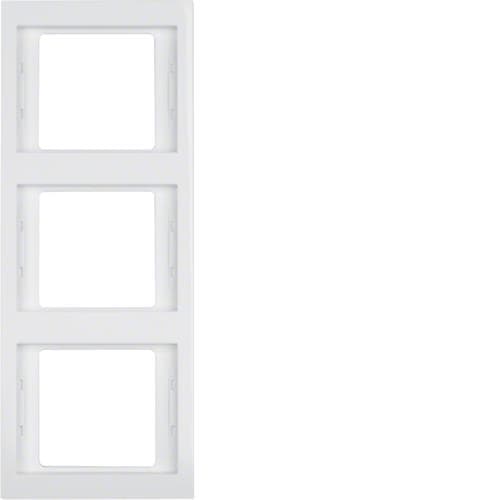 Plaque de recouvrement 3 postes pour montage vertical Berker K.1 Blanc polaire, brillant