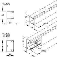 Goulotte hauteur 40 largeur 90mm longueur = 2m Gris