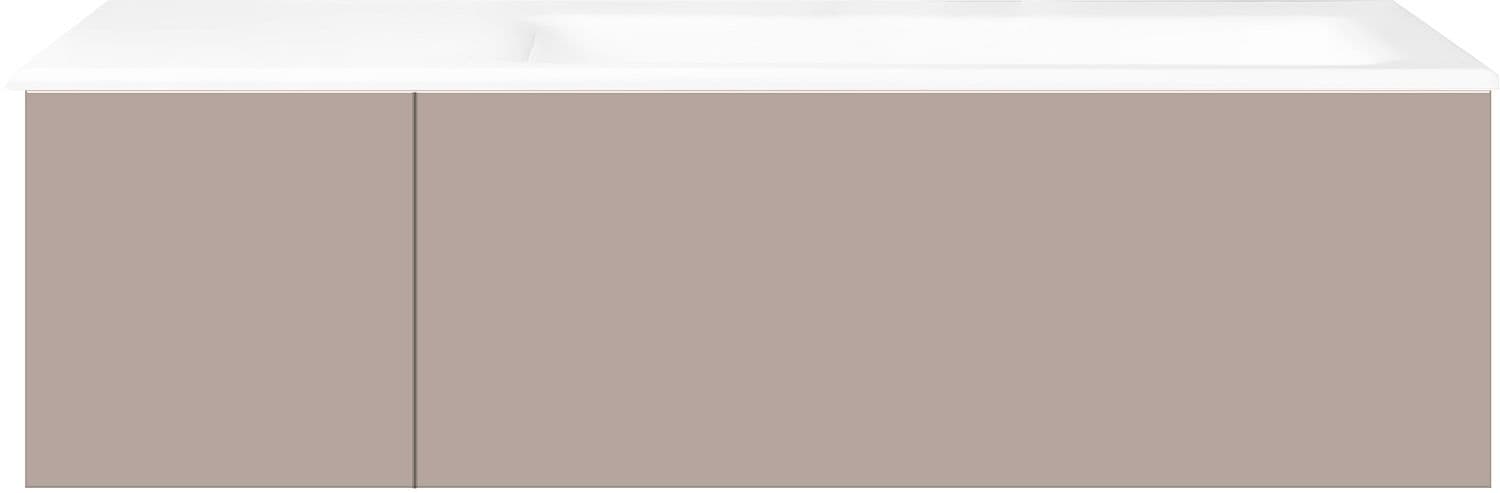 SOUS MEUBLE COFFEE 2 TIROIRS 110 GRIS BASALTE MAT +LAVABO DROITE PORCELAINE SANS TROU ROBINET BLANC