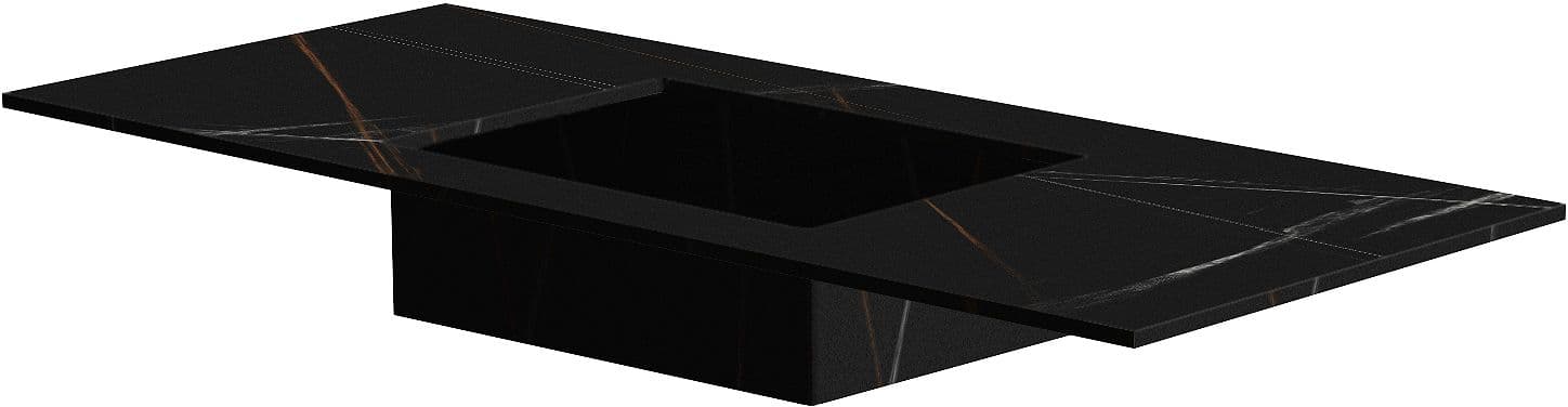 TABLET MARBRE CERAMIQUE PURO LAVABO S CENTRAL L120 H1,2 SANS TROU ROBINET BAMBOO BLACK