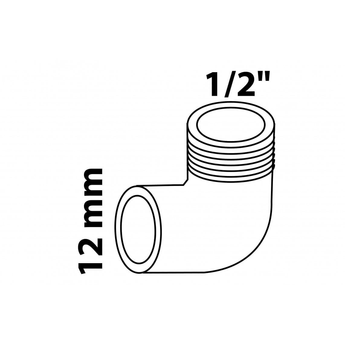989215055 BR coude 90°, vierge, 12 mm x 1/2" M, 1 manchon (4092g)