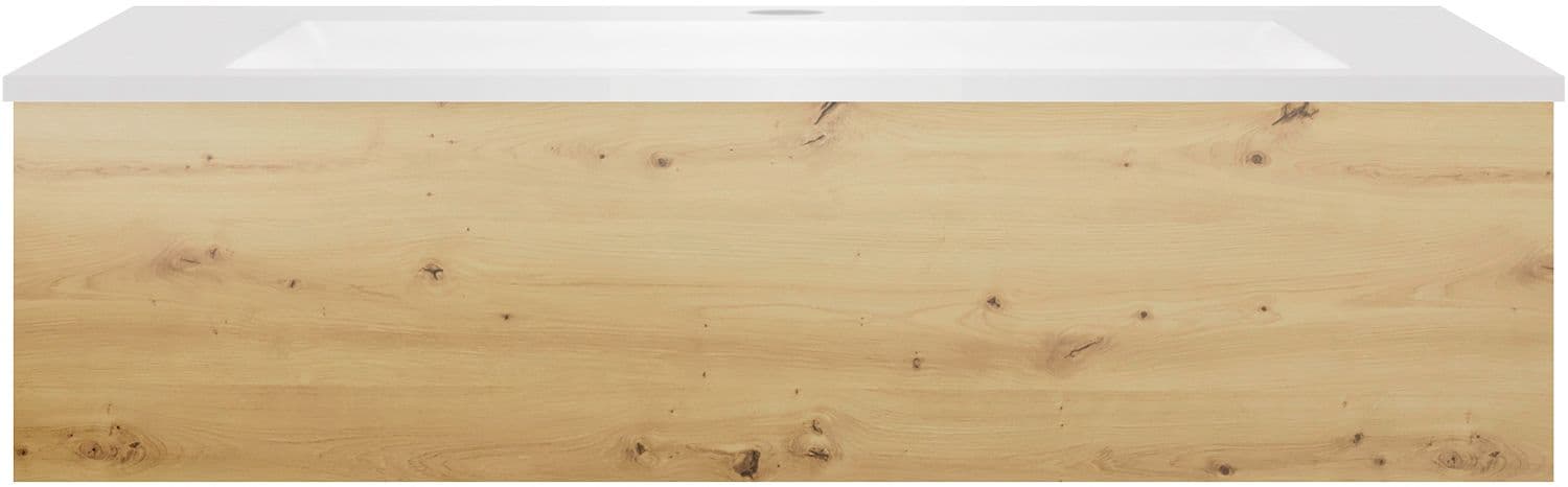 SOUS MEUBLE COFFEE 1 TIROIR 120 CHENE DECOR URBAN+LAVABO EN MARBRE SYNTHETIQUE BLANC MAT