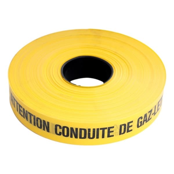 Ruban avertisseur 0,15mm x 40mm x 250m Jaune / Noir ' Att. conduite gaz'