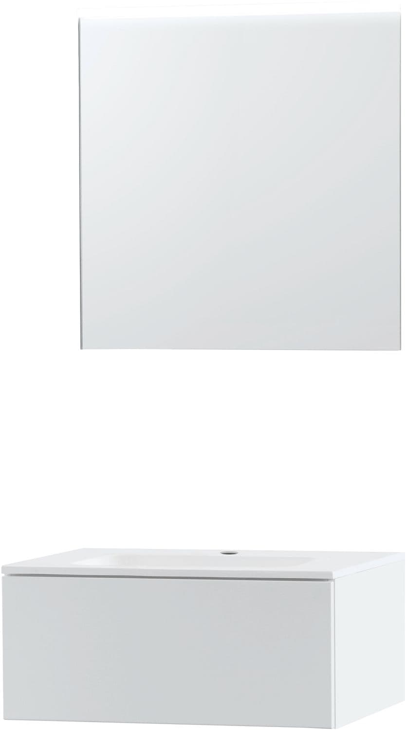 MEUBLE PURO SOLO BLANC 70 1 TIROIR MARBRE SYNTHETIQUE MIROIR