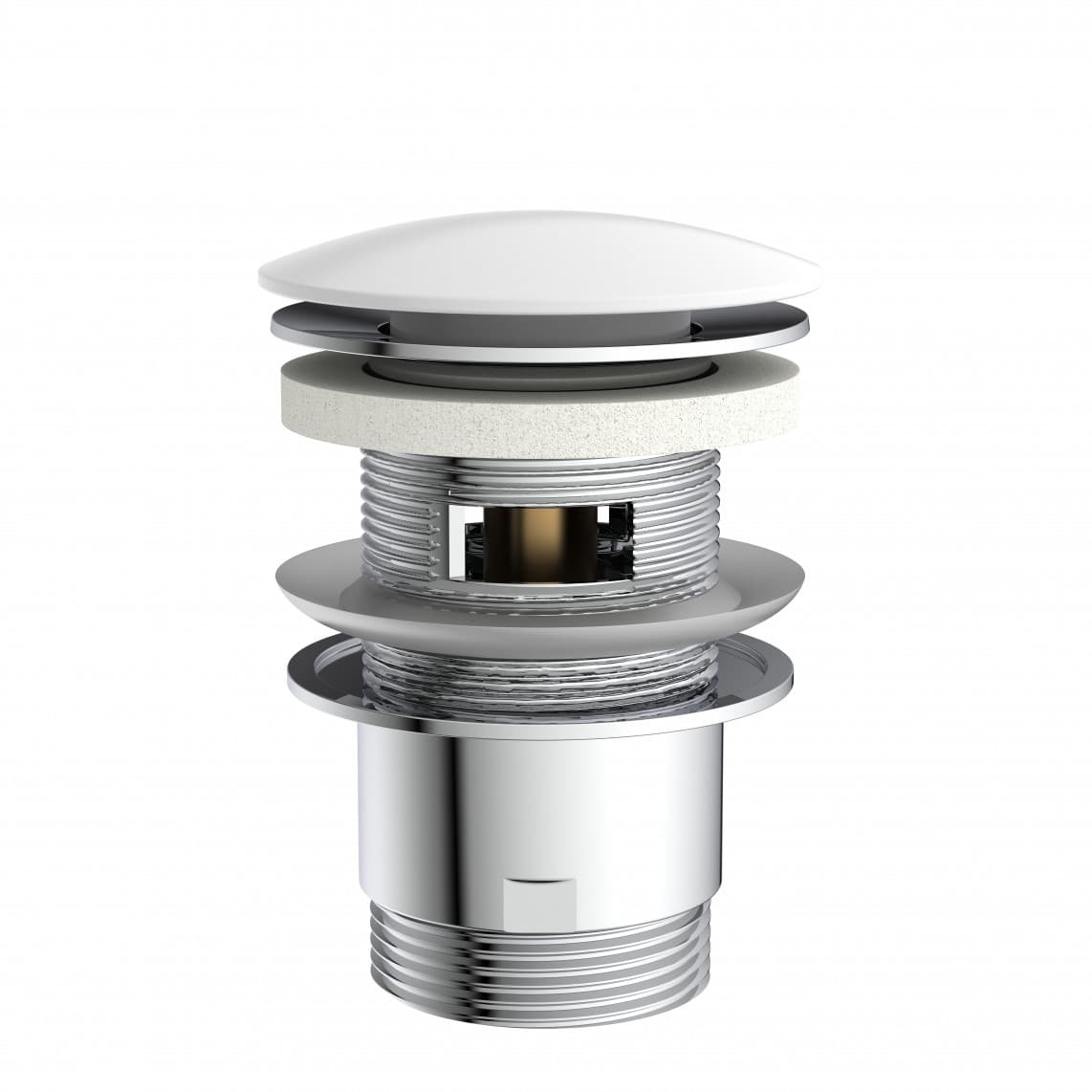 98807410 Design-vanne d'évacuation, capuchon blanc, 1 1/4? x 65 mm