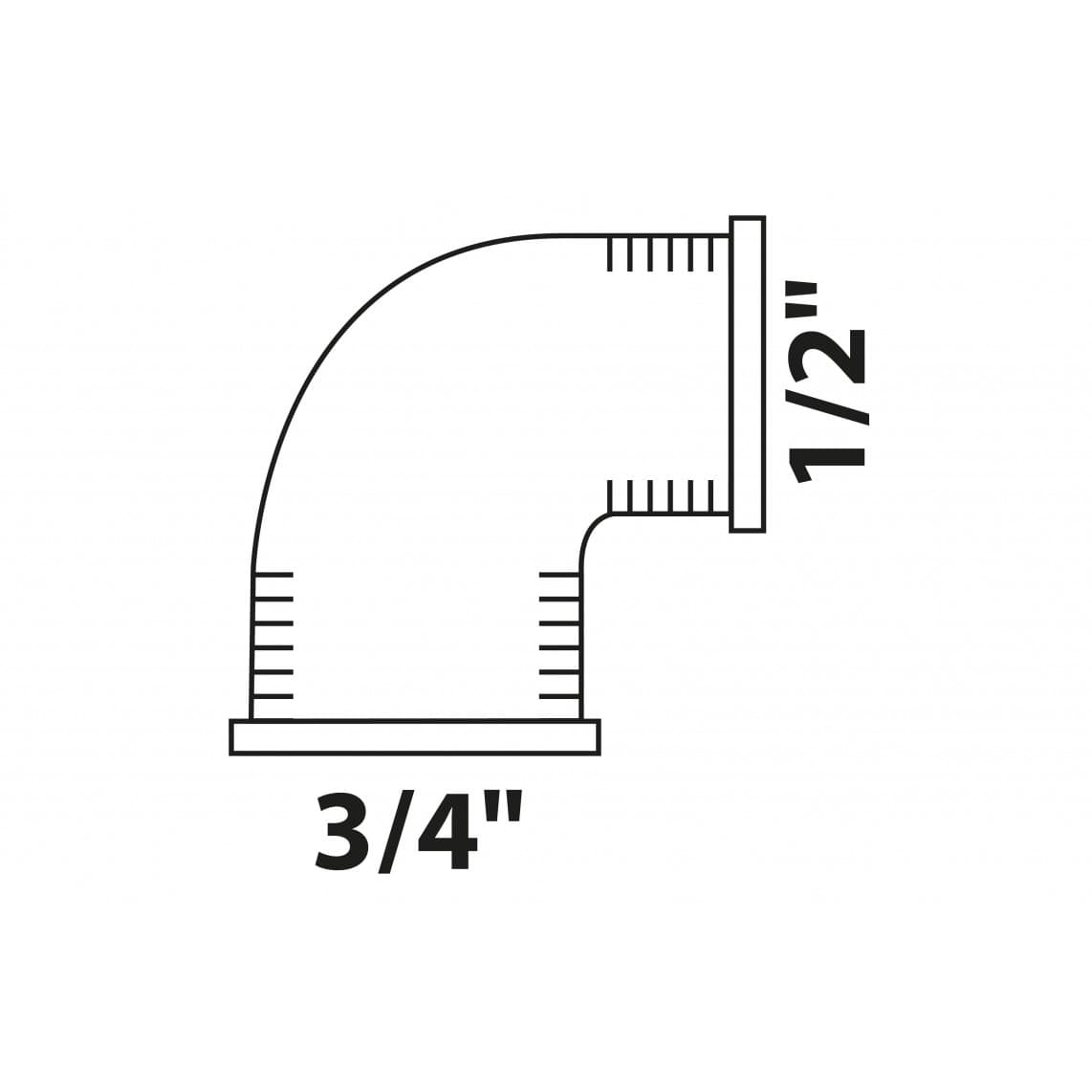 988955055 BR coude réducteur 90°, vierge, 3/4" F x 1/2" F, (3090)