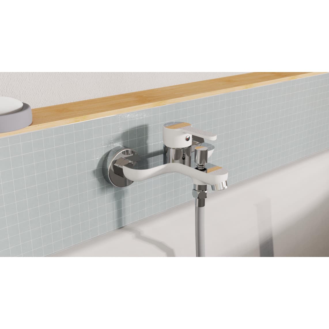 NI023DINWCR DIZIANI Bathtub mixer, white/chrome