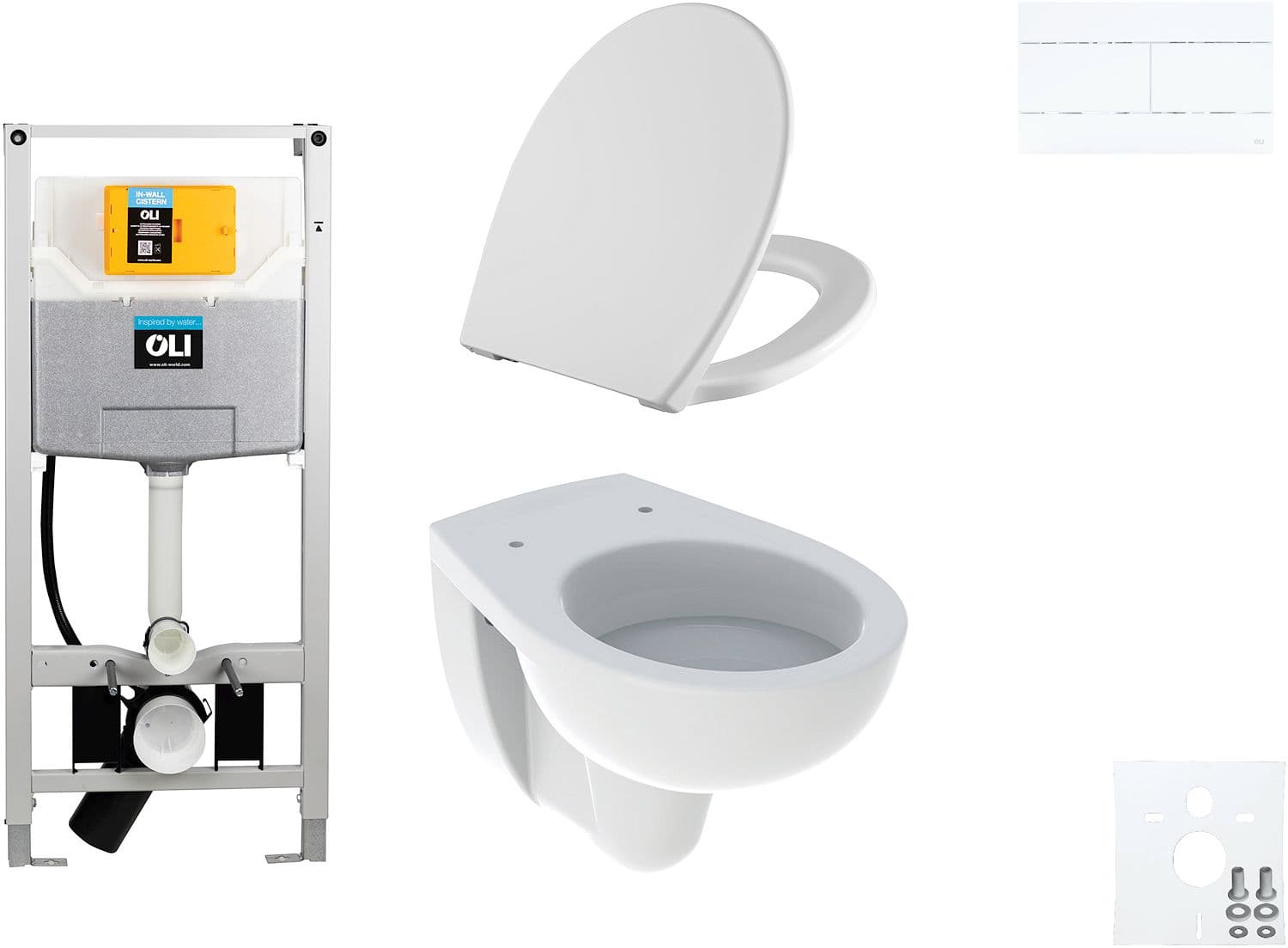 WALLFIX OLI WC SUSPENDU BASTIA D600 SOFTCLOSE + LIFT-OFF SLIM MAT BLANC