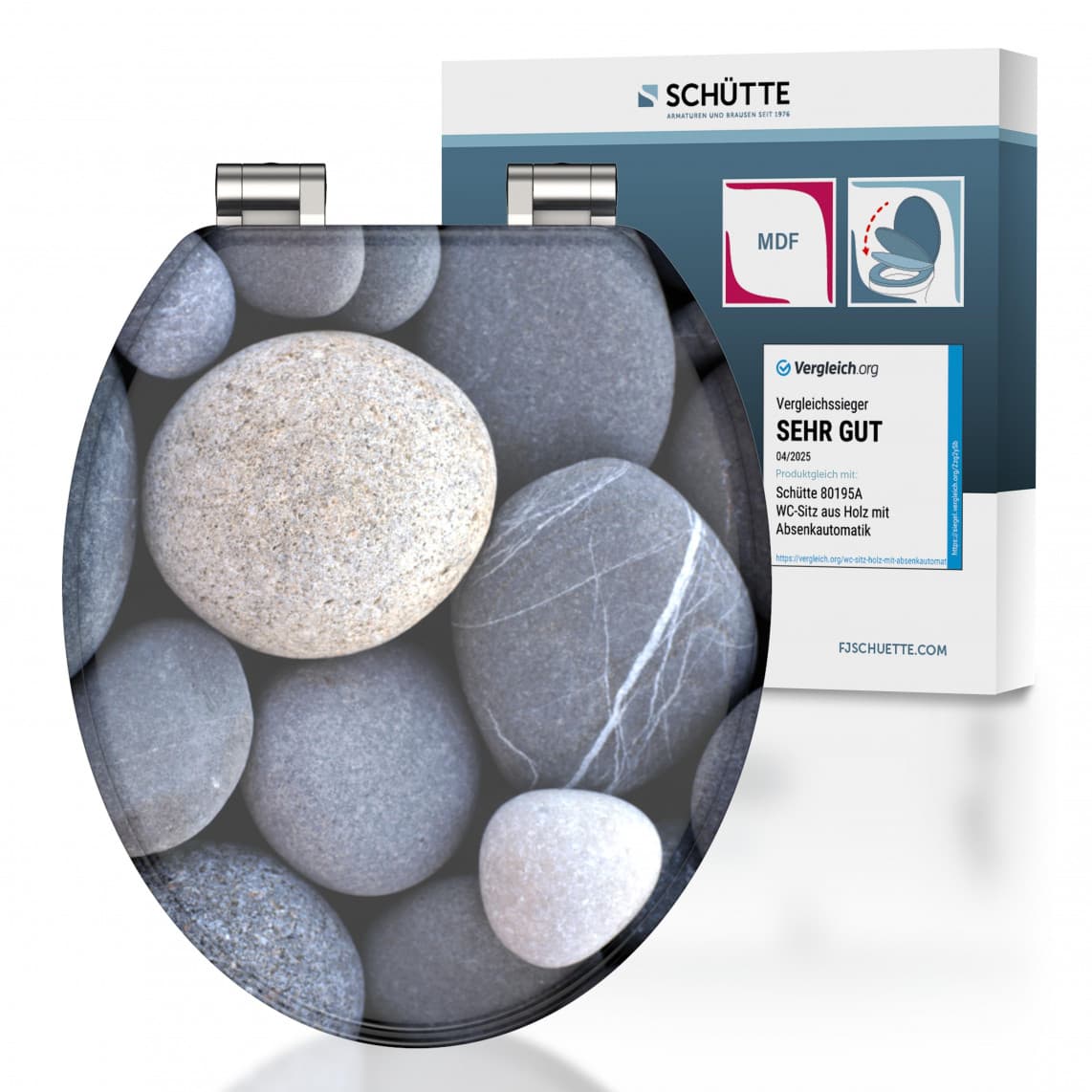 80130 abattant WC en MDF GREY STONES, avec frein de chute