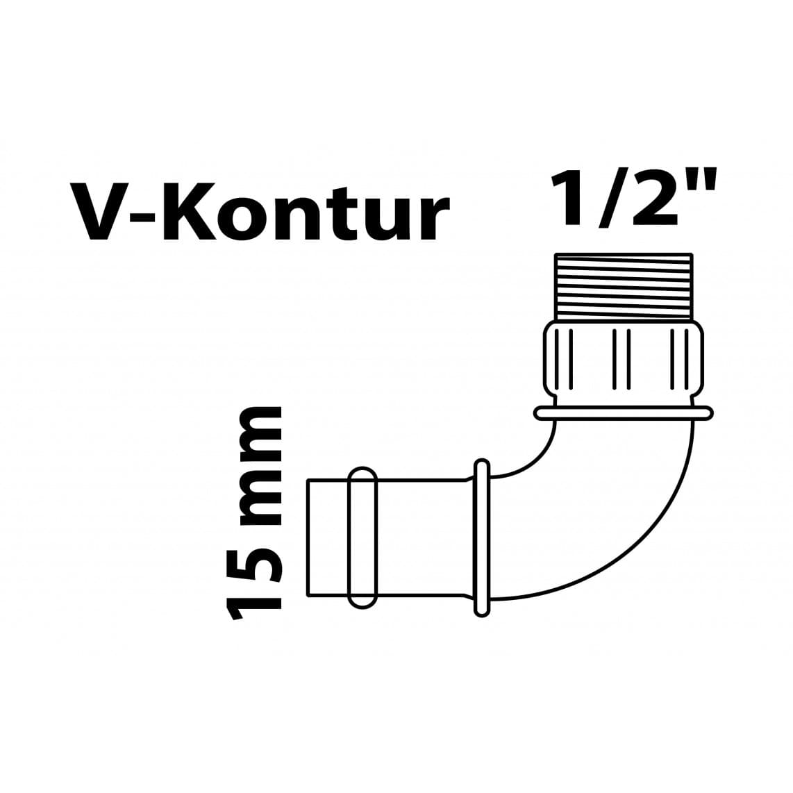 988622254 BR coude 90°, vierge, 15 mm x 1/2" M, 1 manchon, (P4092g)