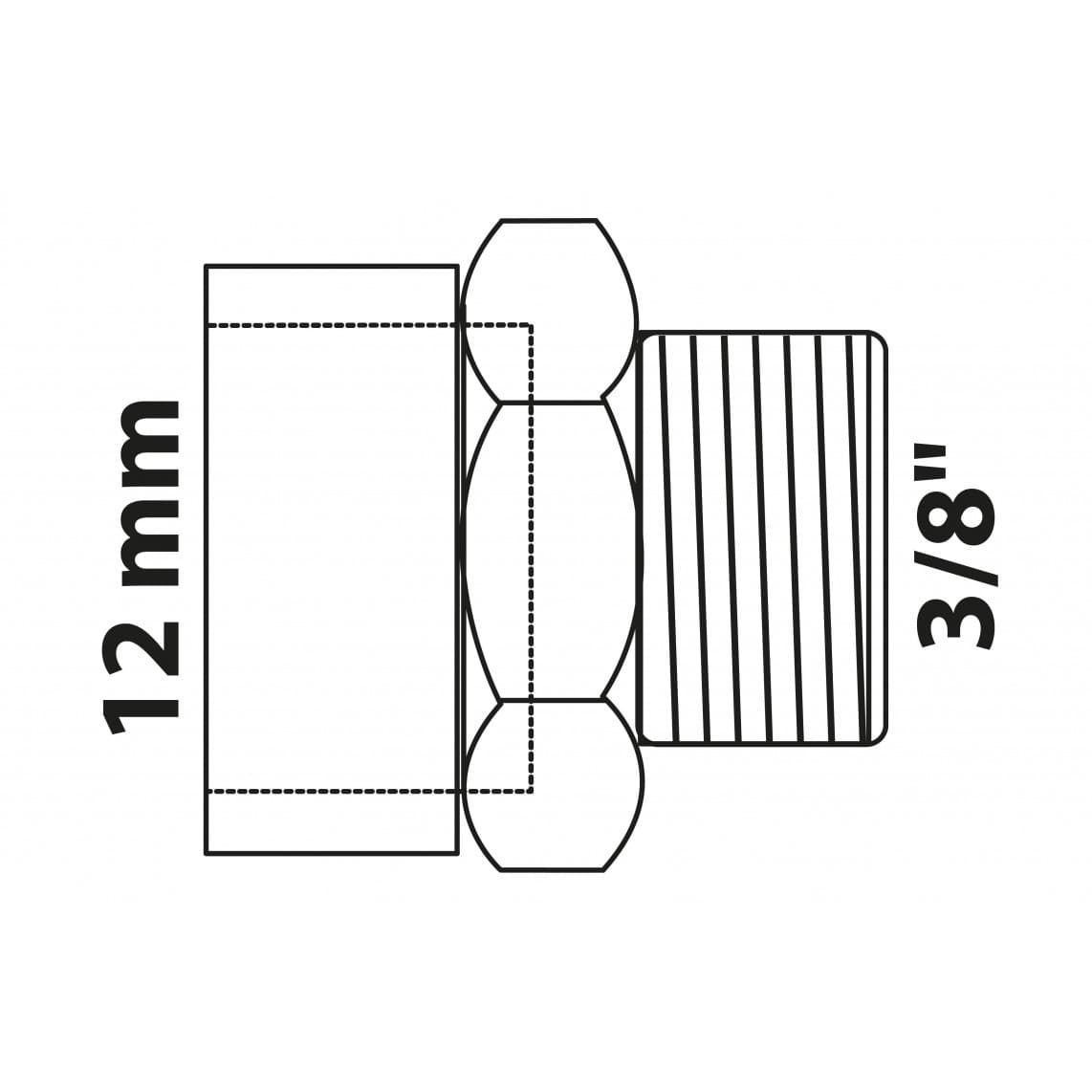 989081017 BR Mamelon de transition, vierge, 12 mm x 3/8" M, 1 manchon (4243g)