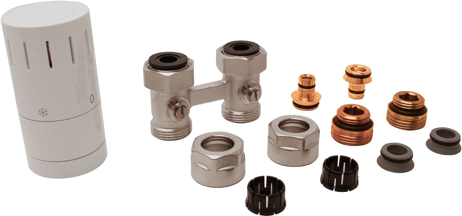 KIT DE ROBINET THERMOSTATIQUE DESIGN UNI 8 DROIT AVEC RACCORDS 16MM
