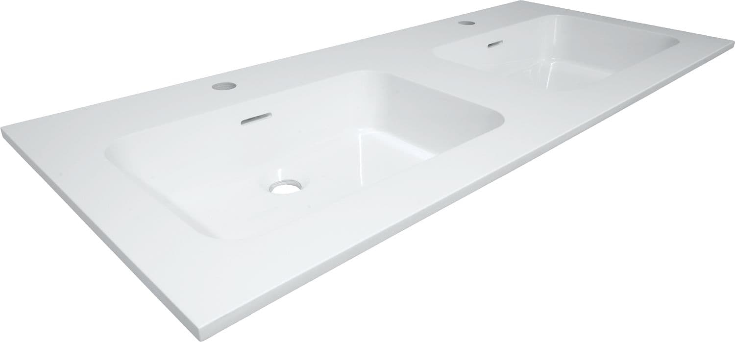 TABLETTE MARBRE COMBO/MOLTO/PURO 140X50CM 2 LAVABO BLANC