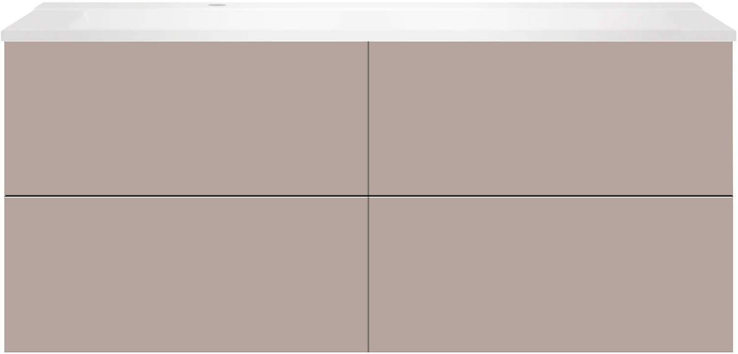 SOUS MEUBLE COFFEE 4 TIROIRS 140 MAT BASALTGRIJS+LAVABO GAUCHE BLANC MAT