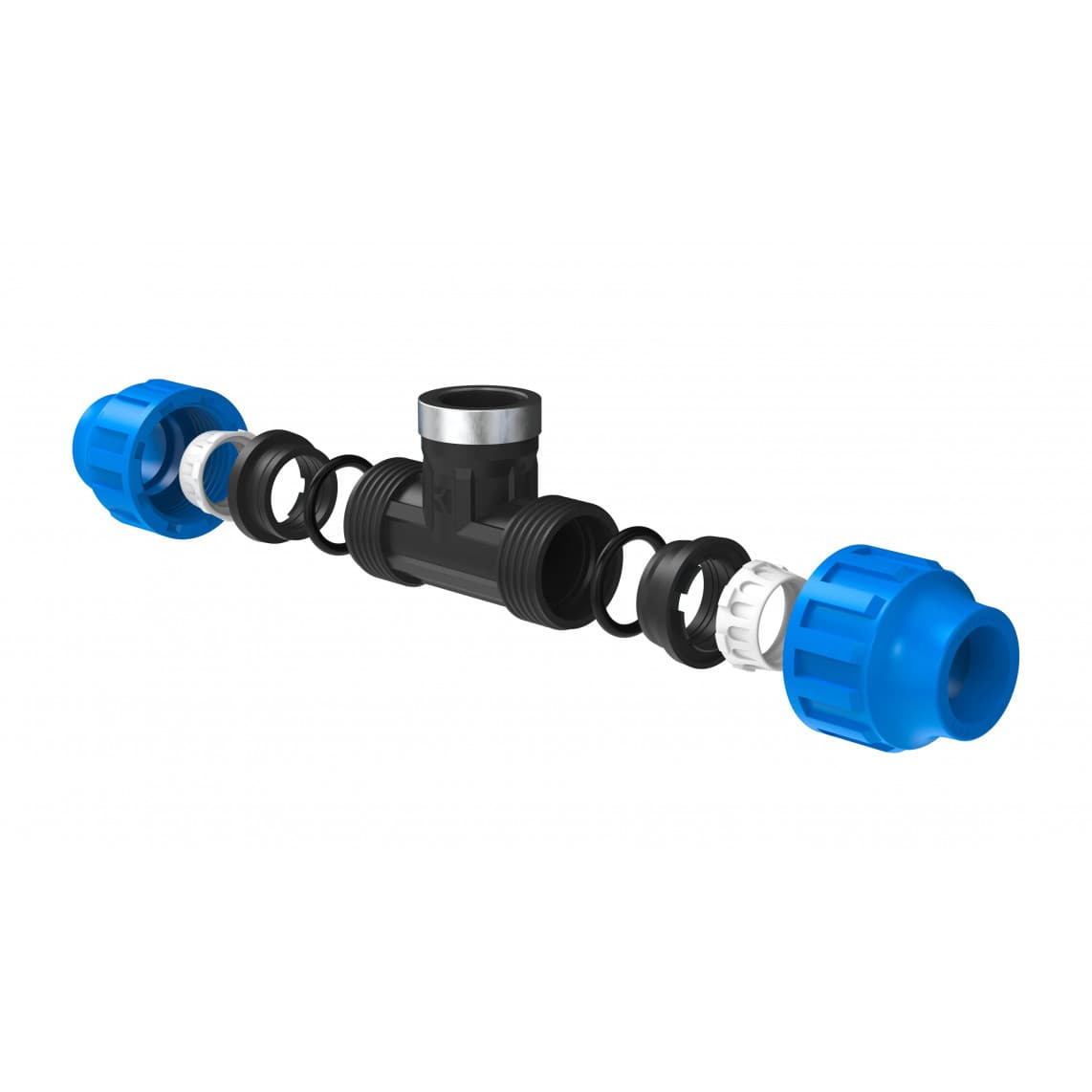 984844717 PP pièce en T, 32 mm x 3/4" F x 32 mm, raccord à serrer pour PEHD/socarex