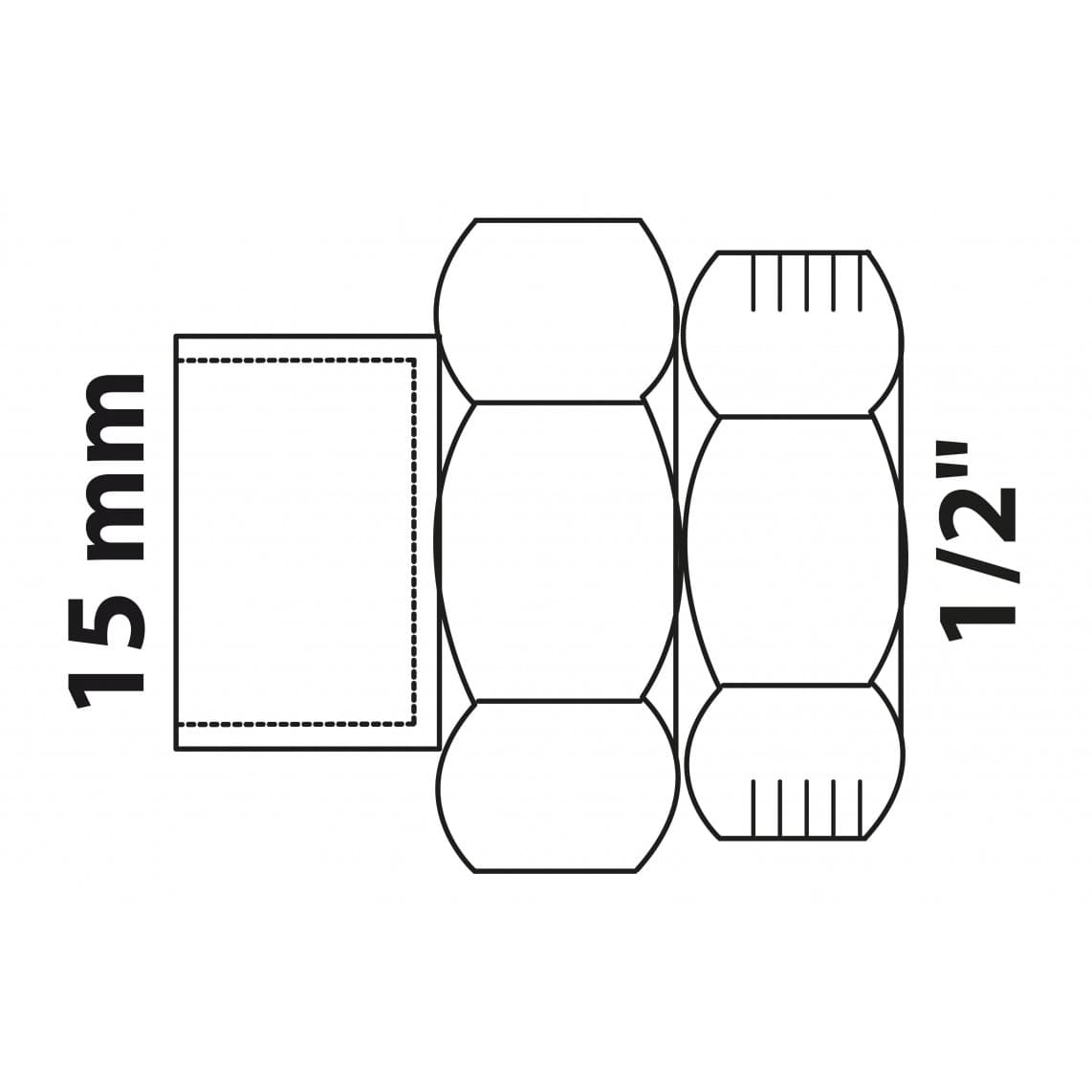 989247055 BR raccord à visser, vierge, 15 mm x 1/2" F, à joint conique, 1 manchon (4340g)
