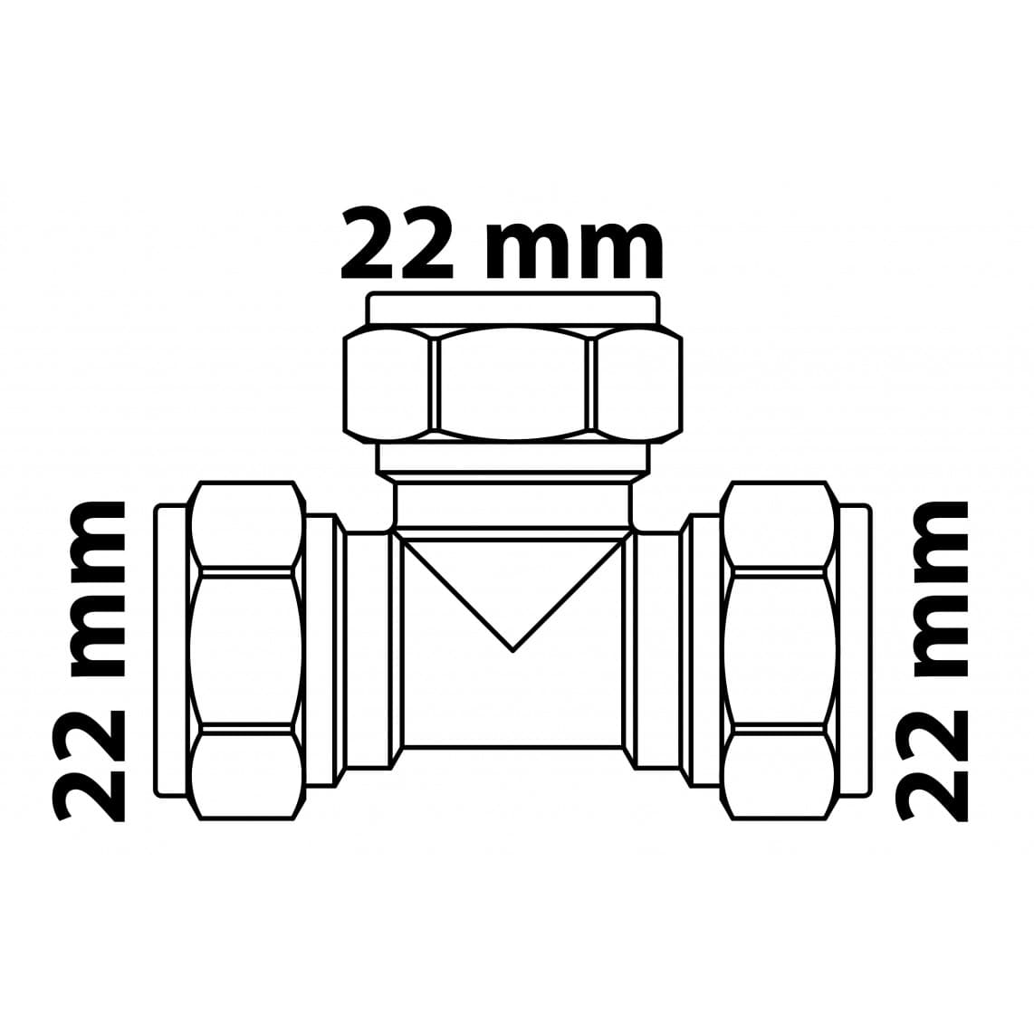 989453417 LT pièce en T, vierge, 22 mm, raccord à serrer pour tube en cuivre