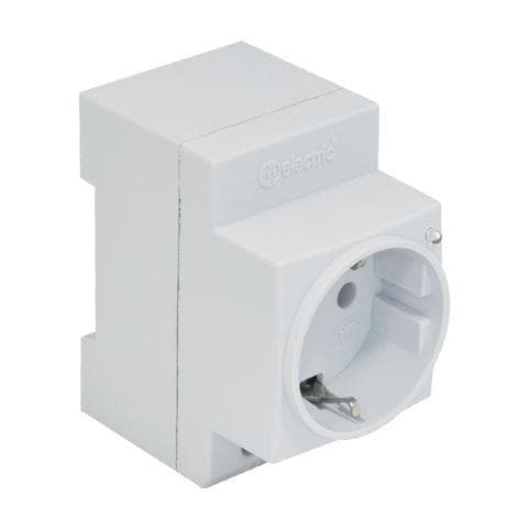 Prise avec Led pour montage sur rail Din France / Belgique 1 x 2A 220 - 240Vac