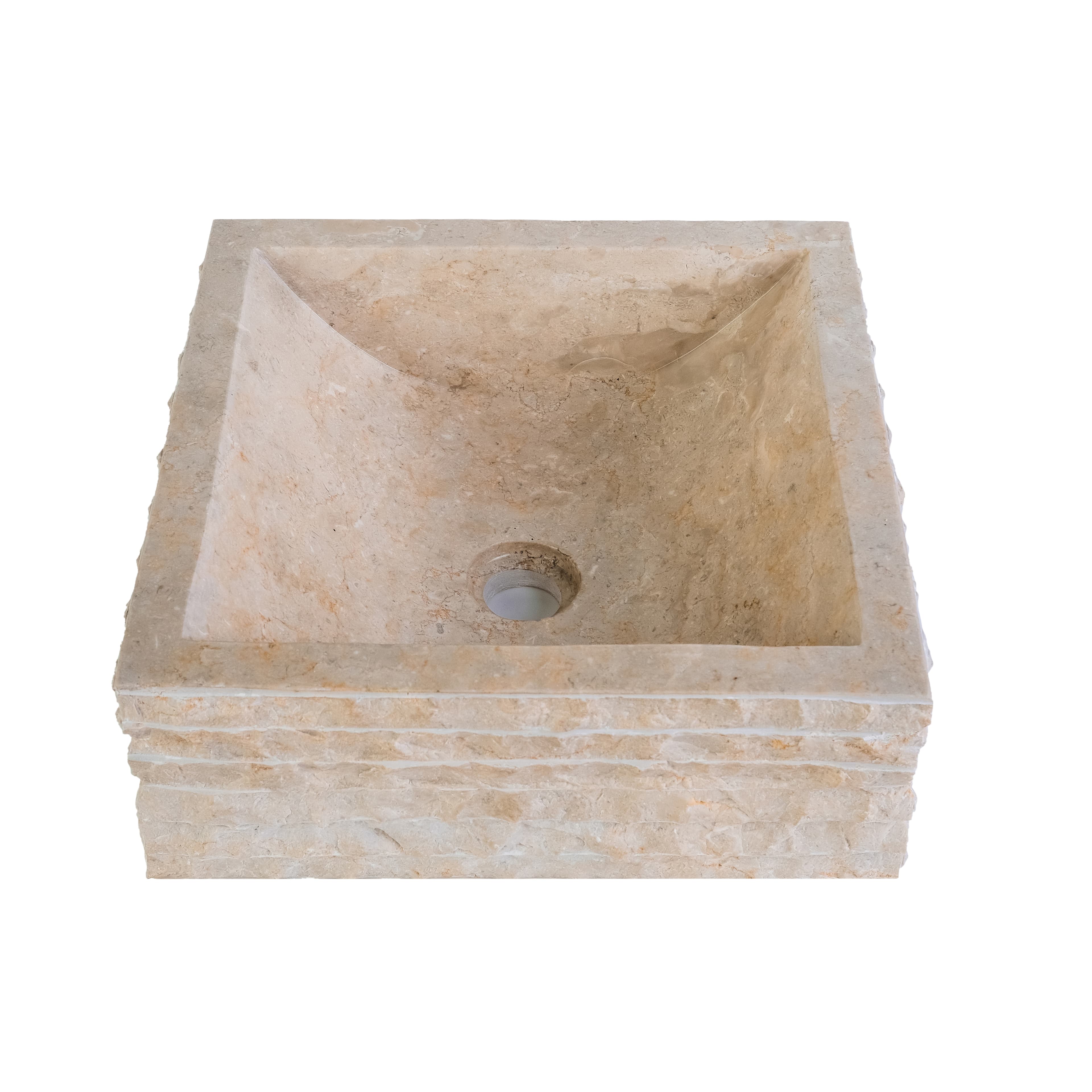 Vasque carré alur en forme de tube - crème 40X40X15CM