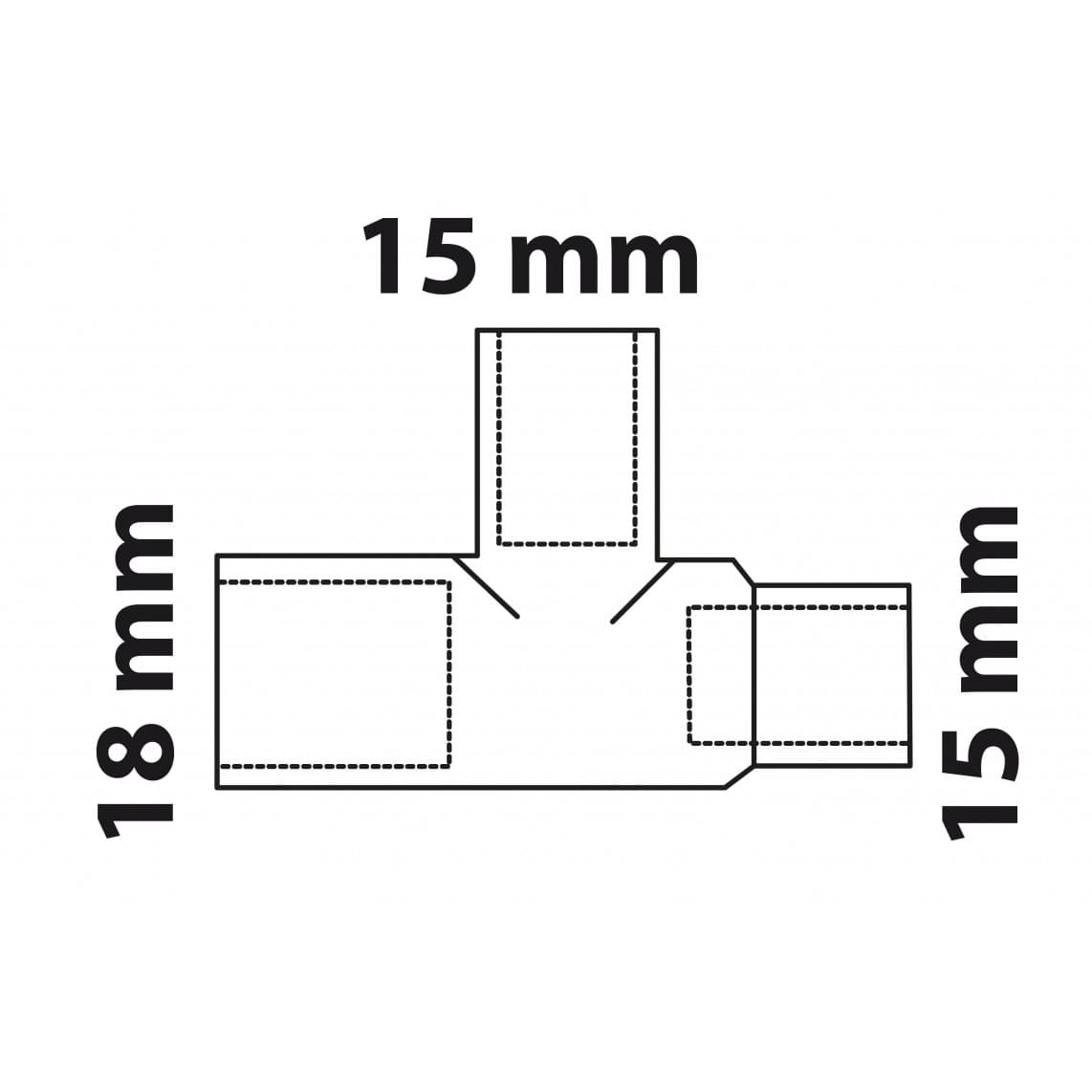 989272217 CU Té de réduction, vierge, 18 mm x 15 mm x 15 mm, 3 manchons (5130)