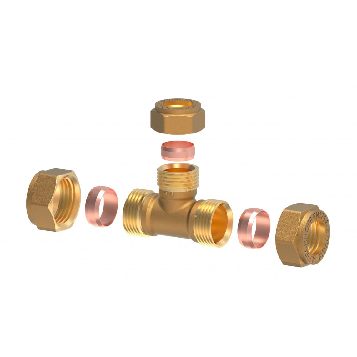 989453517 LT Té de réduction, vierge, 18 mm x 15 mm x 18 mm, raccord à serrer pour tube en cuivre