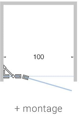 PORTE PIVOTANTE+PARTI FIX NICHE CLOSE <(><<)>100CM H200CM CLAIR-CHROME AVEC MONTAGE
