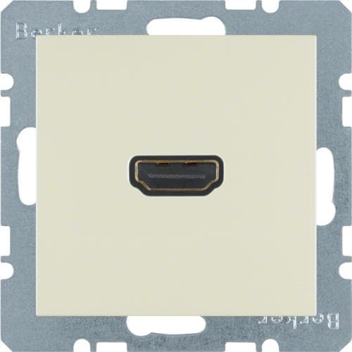 Prise Hdmi avec fiche de connexion 90° Berker S.1 / B.3 / B.7 Blanc, brillant
