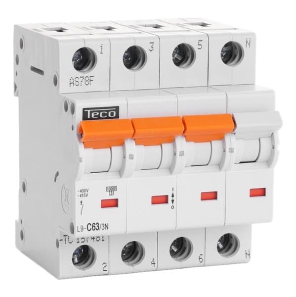 Disjoncteur 3 pôles + N 63A 10kA courbe C