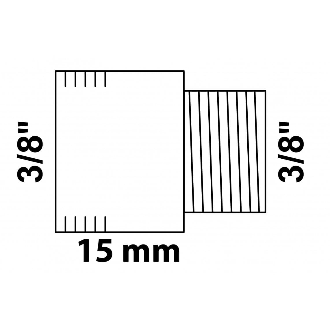 989310355 Tap extension, brass, 3/8" x 15 mm