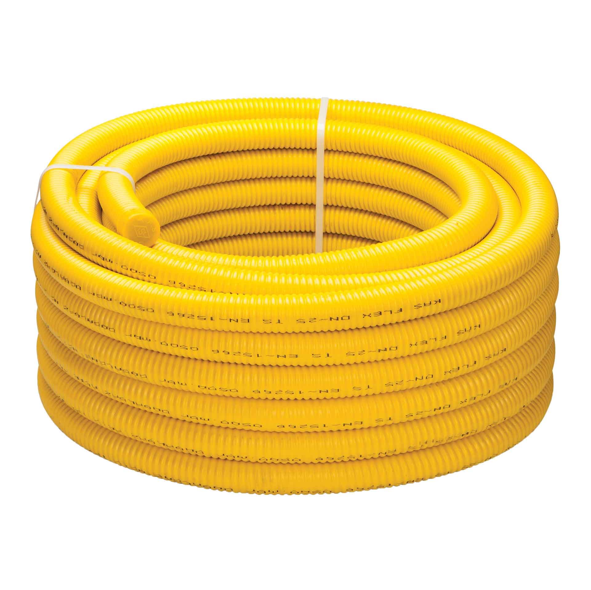 INOX DN25X25M TUYAU PLT ONDULE EN ROULEAU GAINE JAUNE