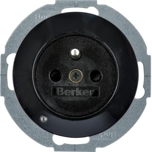 Prise de courant avec éclairage d'orientation Led Berker R.1 / R.3 Noir, brillant