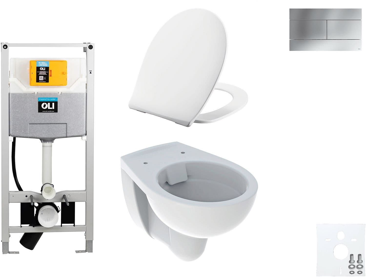WALLFIX OLI WC SUSPENDU BASTIA RIMFREE PERSSALIT T SOFTCLOSE + LIFT-OFF SLIM MAT CHROME
