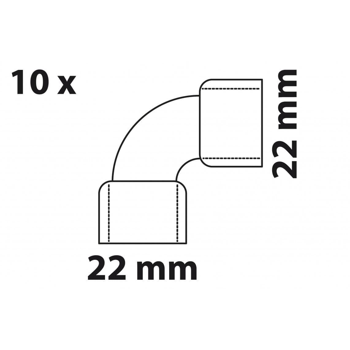 989039655 CU coude 90°, vierge, 22 mm, 2 manchons, (5090) (10x)