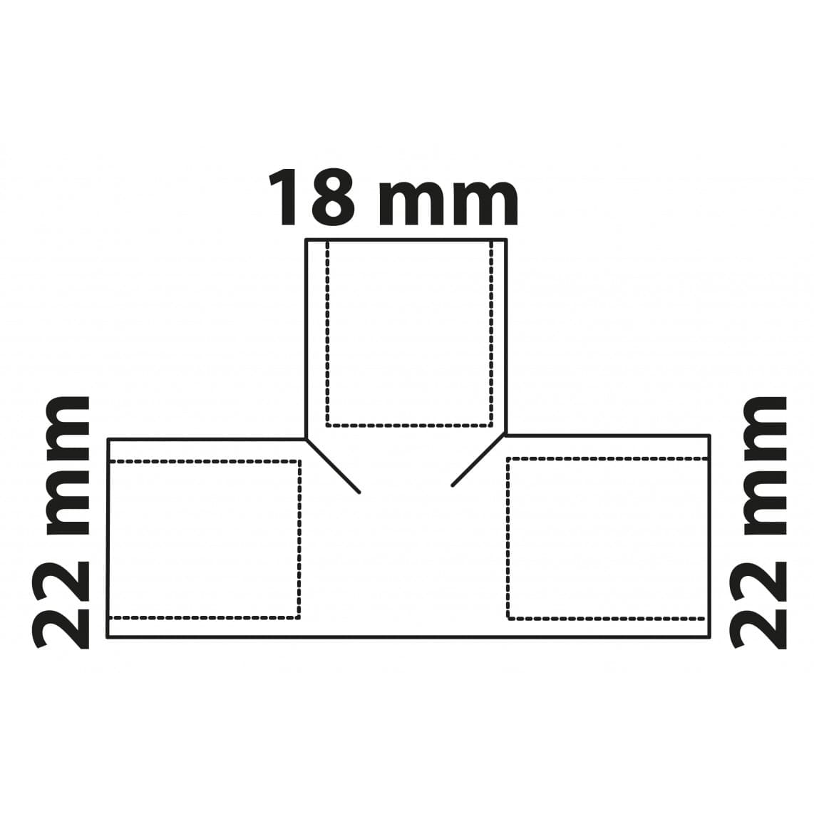 989278017 CU Té de réduction, vierge, 22 mm x 18 mm x 22 mm, 3 manchons (5130)