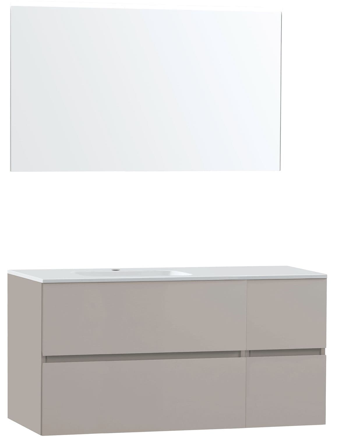 MEUBLE MOLTO POUDRE GRIS 125 GAUCHE MARBRE SYNTHETIQUE MIROIR