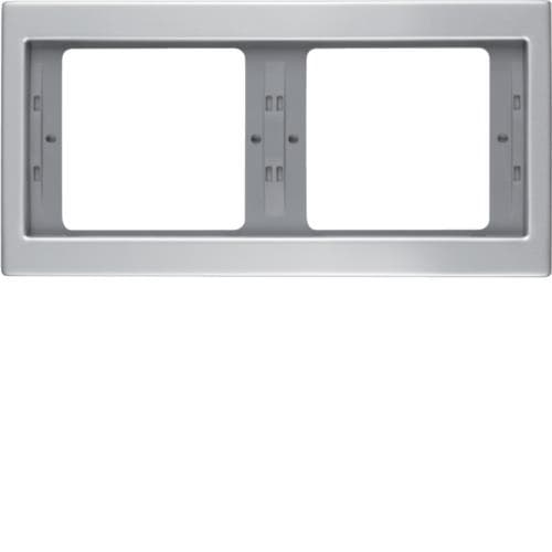 Plaque de recouvrement 2 postes pour montage horizontal Berker K.5 Alu
