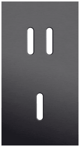 Plaque de recouvrement double, verticale 71 mm d'entraxe, pour une fonction de commutation double et une simple, Niko Rocker alu black brushed