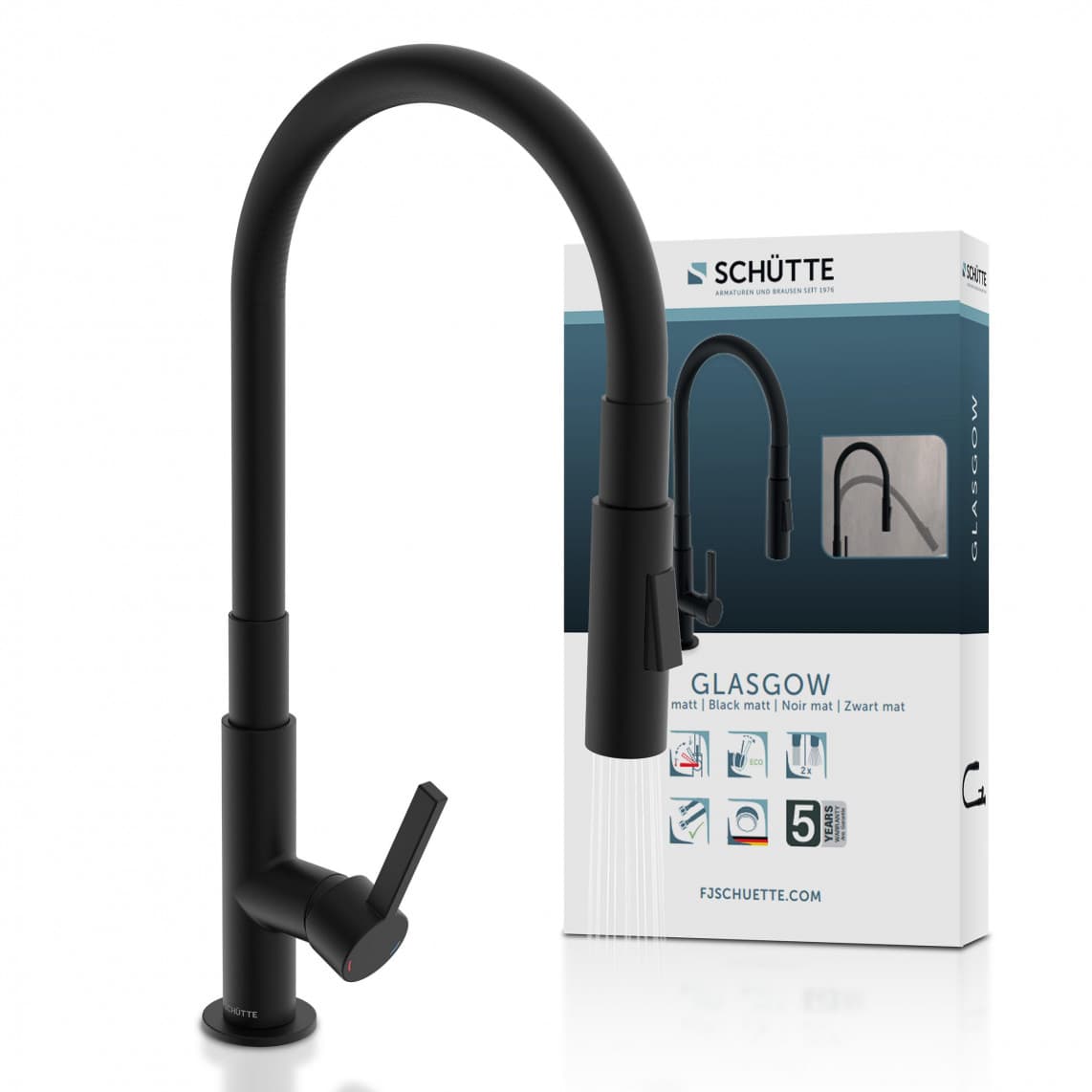 79586 GLASGOW Mitigeur évier, noir mat, avec flexible soft-touch