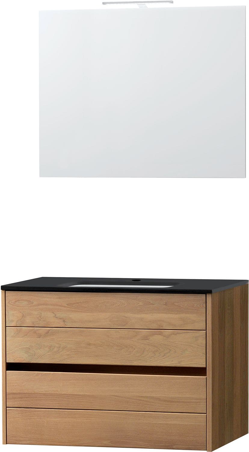 MEUBLE COMBO CHENE MASSIF 90 BLEU BELGE MIROIR