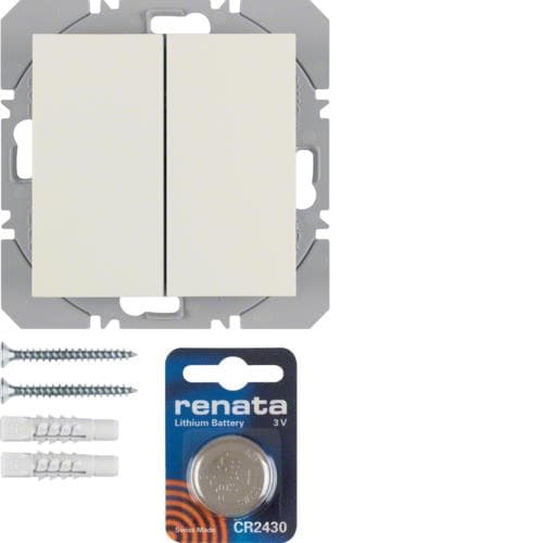 Bouton - poussoir double à pile radio quicklink Knx S.1 / B.3 / B.7 Blanc brillant
