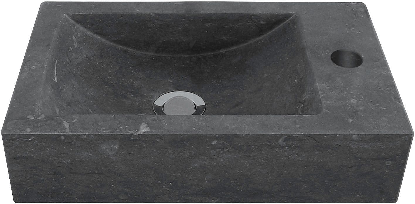 LAVE-MAINS MANO PLUS AVEC SUSPENSION + CREPINE 40CM PIERRE BLEUE + TROU ROBINET DROITE