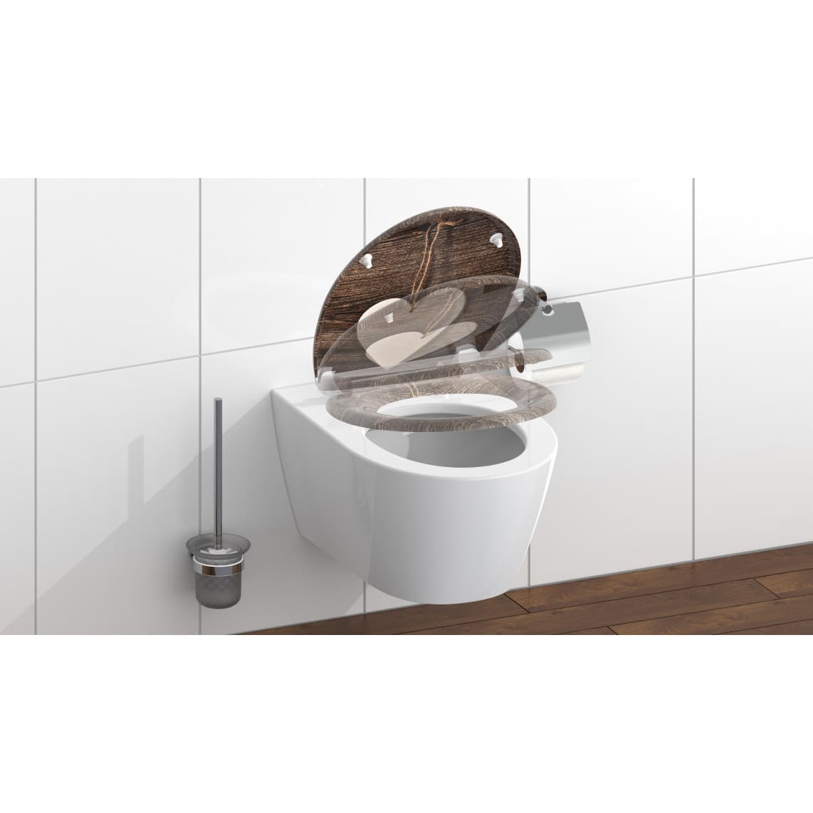 82377 Duroplast Toilet seat WOOD HEART, with soft close and quick release